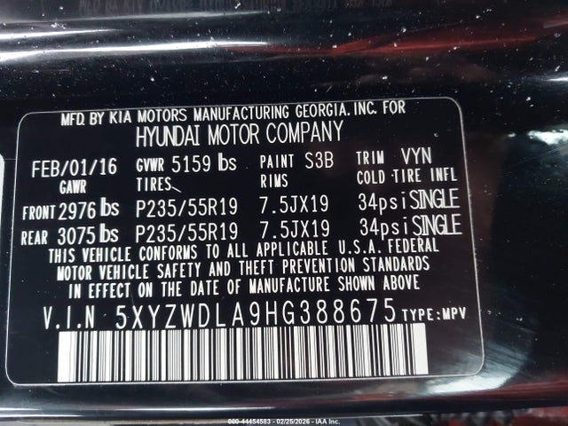 5XYZWDLA9HG388675 Hyundai Santa Fe Sport 2.0t Ultimate