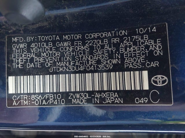 Toyota Prius Two 2015 JTDKN3DU4F0413539 Image 9