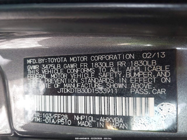 2013 TOYOTA PRIUS C JTDKDTB30D1533911 Photo 8