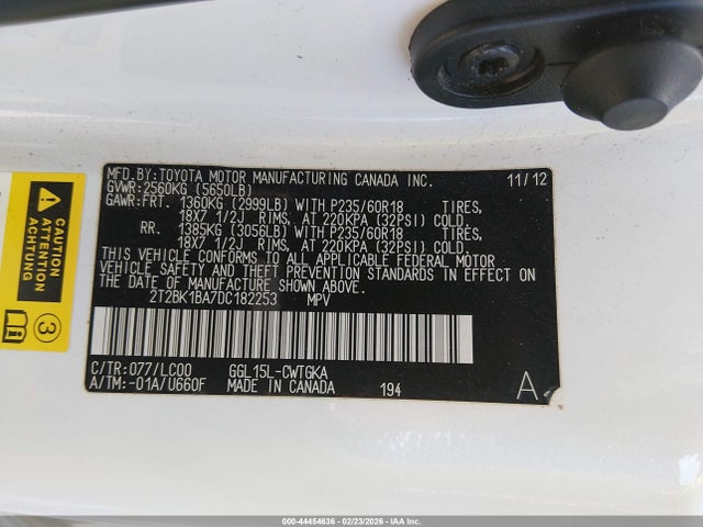 2013 Lexus Rx 350 მანქანა იყიდება აუქციონზე, vin: 2T2BK1BA7DC182253, აუქციონის ნომერი: 44454636