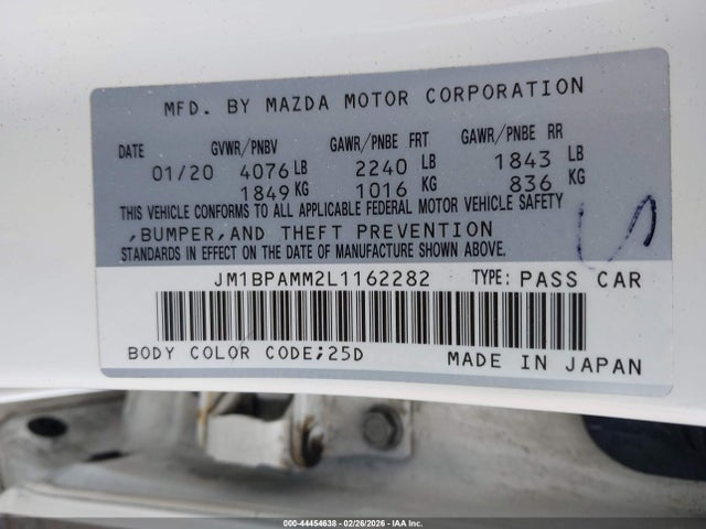 2020 MAZDA MAZDA3 JM1BPAMM2L1162282 Photo 8