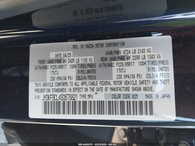 Aukcja sprzedaży 2025 Mazda Cx-5 2.5 S Preferred, vin: JM3KFBCL4S0678821, numer aukcji: 44454707