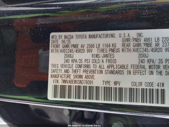 2025 Mazda Cx-50 2.5 S Premium Plus Package მანქანა იყიდება აუქციონზე, vin: 7MMVABEMXSN376091, აუქციონის ნომერი: 44454719