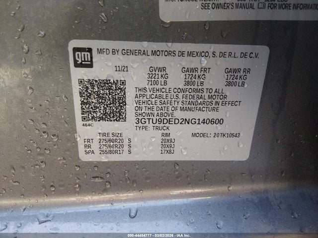 Продажа на аукционе авто 2022 Gmc Sierra 1500 Limited 4wd  Short Box Slt, vin: 3GTU9DED2NG140600, номер лота: 44454777