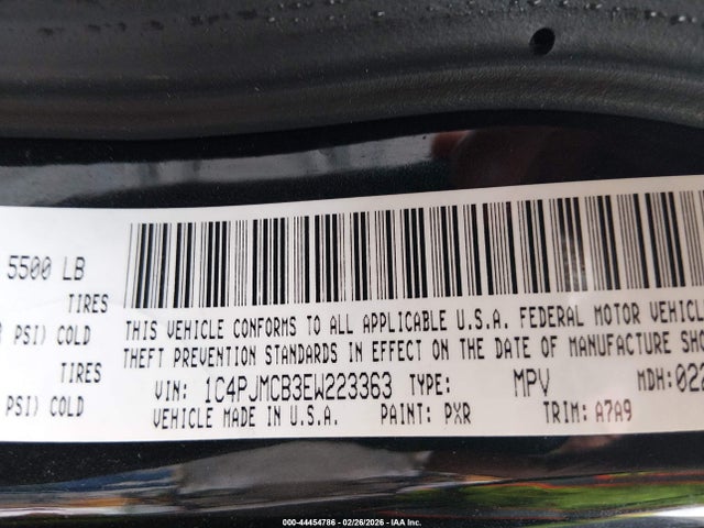 44454786 :رقم المزاد ، 1C4PJMCB3EW223363 vin ، 2014 Jeep Cherokee Latitude مزاد بيع