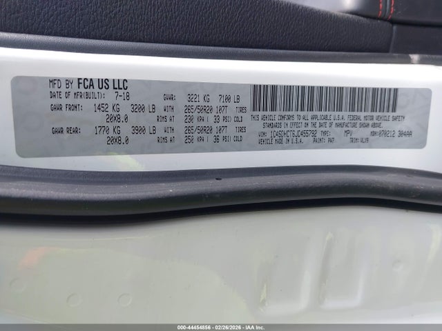 1C4SDHCT6JC455792 Dodge Durango R/t Rwd