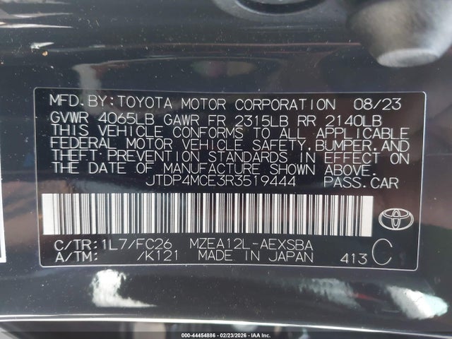 JTDP4MCE3R3519444 Toyota COROLLA SE