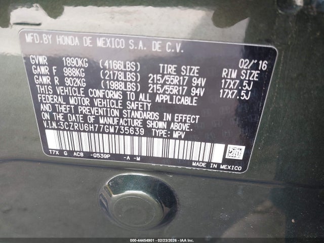 3CZRU6H77GM735639 Honda Hr-v Ex-l