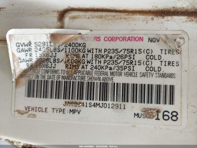 1991 MITSUBISHI MONTERO JA4GJ41S4MJ012911 Photo 8
