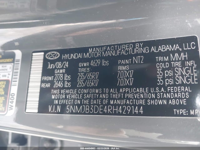 Hyundai TUCSON SEL 2024 5NMJB3DE4RH429144 Image 9