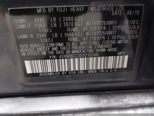 Aukcja sprzedaży 2013 Subaru Outback 2.5i Premium, vin: 4S4BRBCC3D3210348, numer aukcji: 44454971