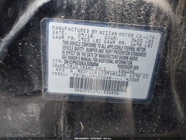 3N1CP5CU9JL535856 Nissan KICKS SR