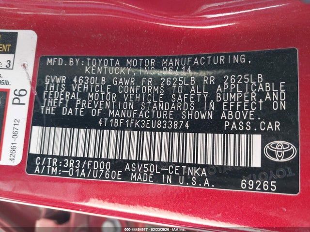 Toyota CAMRY LE 2014 4T1BF1FK3EU833874 Image 9