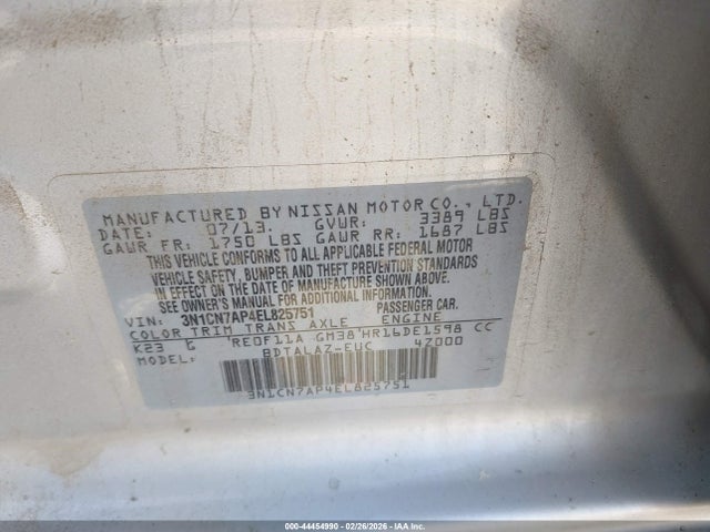 Nissan Versa 1.6 S+ 2014 3N1CN7AP4EL825751 Image 9