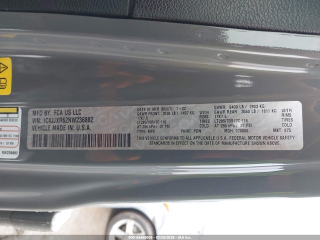 1C4JJXR62NW236882 Jeep Wrangler 4xe Unlimited Rubicon 4x4