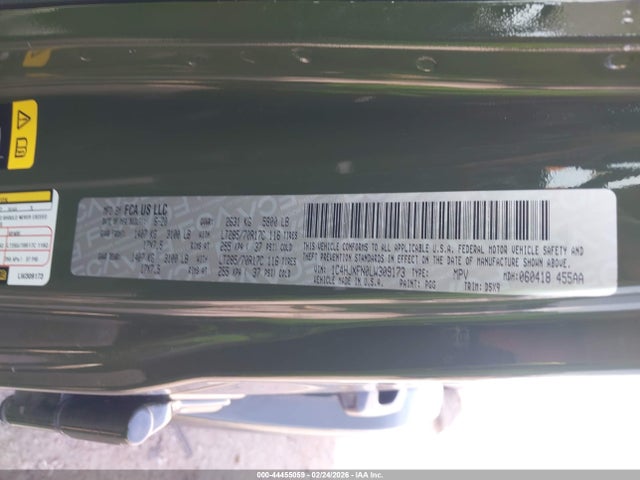 44455059 :رقم المزاد ، 1C4HJXFN0LW309173 vin ، 2020 Jeep Wrangler Unlimited Rubicon 4x4 مزاد بيع