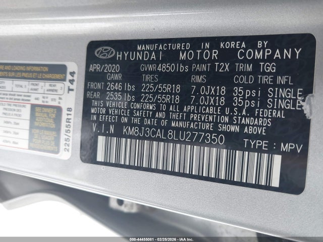 KM8J3CAL8LU277350 Hyundai TUCSON SEL