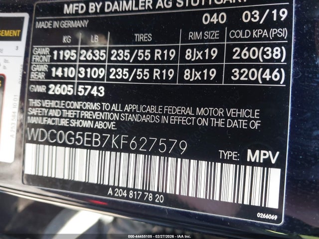 2019 MERCEDES-BENZ GLC 350E WDC0G5EB7KF627579 Photo 8