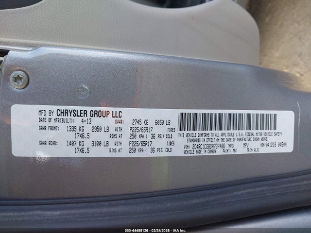 Aukcja sprzedaży 2013 Chrysler Town & Country Touring-l, vin: 2C4RC1CG8DR737486, numer aukcji: 44455126