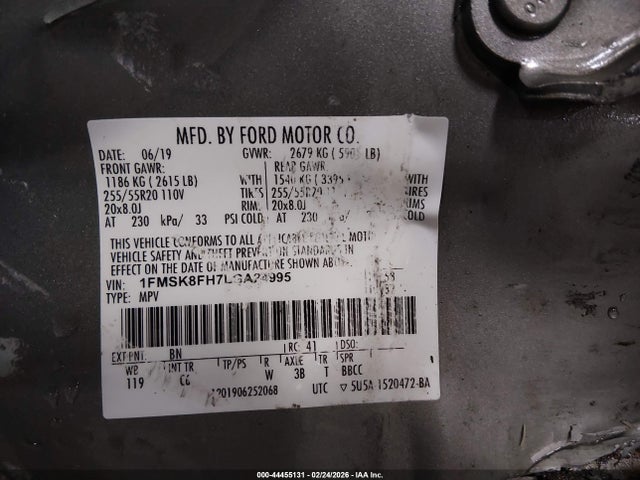 Aukcja sprzedaży 2020 Ford Explorer Limited, vin: 1FMSK8FH7LGA24995, numer aukcji: 44455131