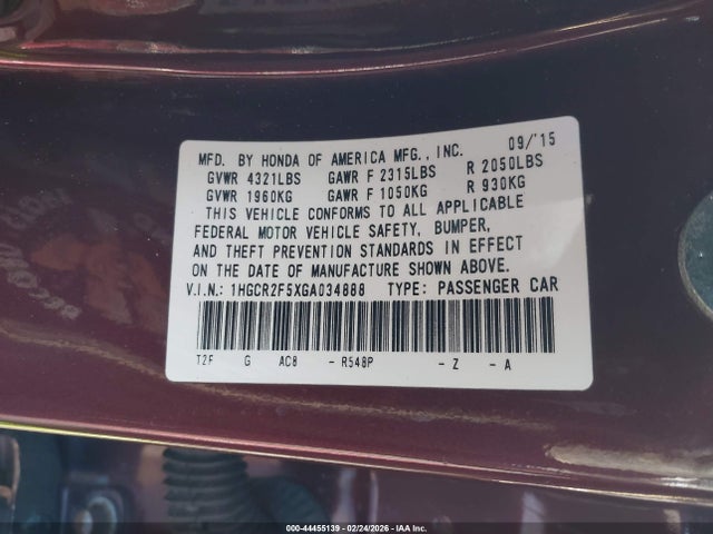 1HGCR2F5XGA034888 Honda Accord Sport