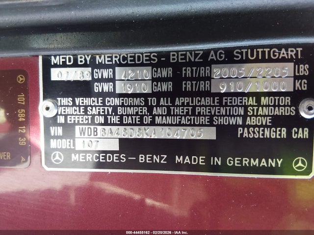 1989 MERCEDES-BENZ 560 WDBBA48D8KA104705 Photo 8