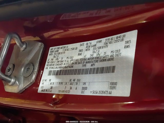 1FMCU9J98HUB27436 Ford Escape Titanium