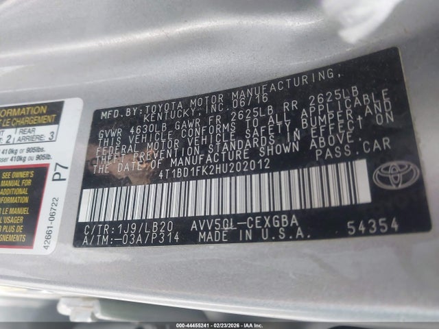 2017 TOYOTA CAMRY HYBRID 4T1BD1FK2HU202012 Photo 8