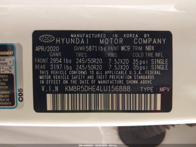 2020 HYUNDAI PALISADE KM8R5DHE4LU156888 Photo 8