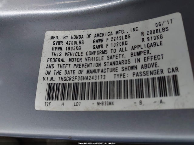 1HGCR2F36HA243173 Honda ACCORD LX