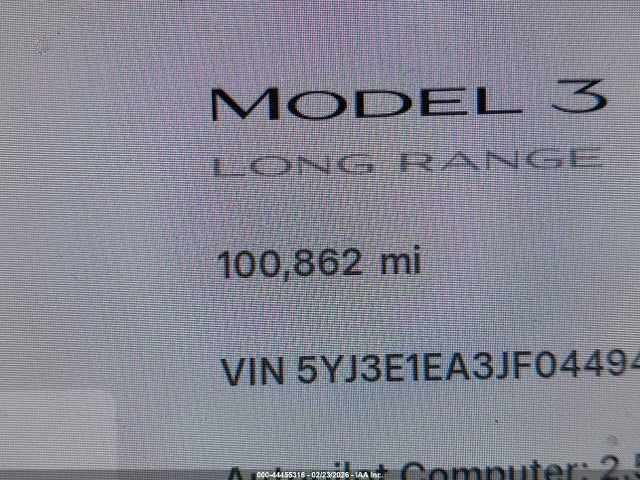 Продаж на аукціоні авто 2018 Tesla Model 3 Long Range/mid Range, vin: 5YJ3E1EA3JF044941, номер лоту: 44455316