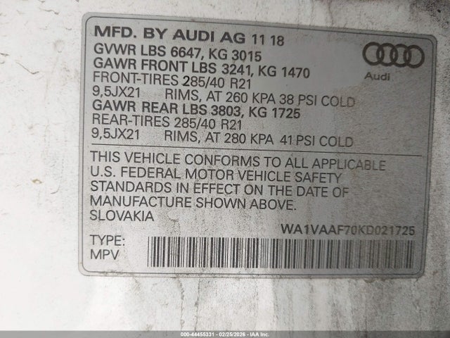 2019 AUDI Q7 WA1VAAF70KD021725 Photo 8