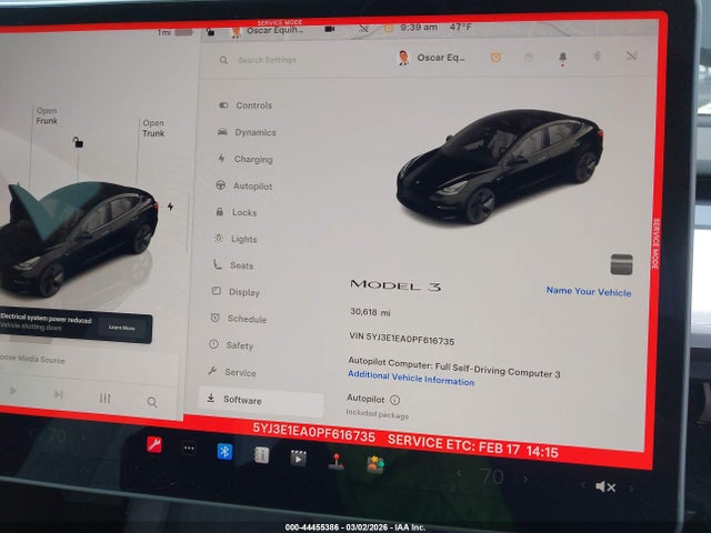 2023 Tesla Model 3 Rear-wheel Drive მანქანა იყიდება აუქციონზე, vin: 5YJ3E1EA0PF616735, აუქციონის ნომერი: 44455386