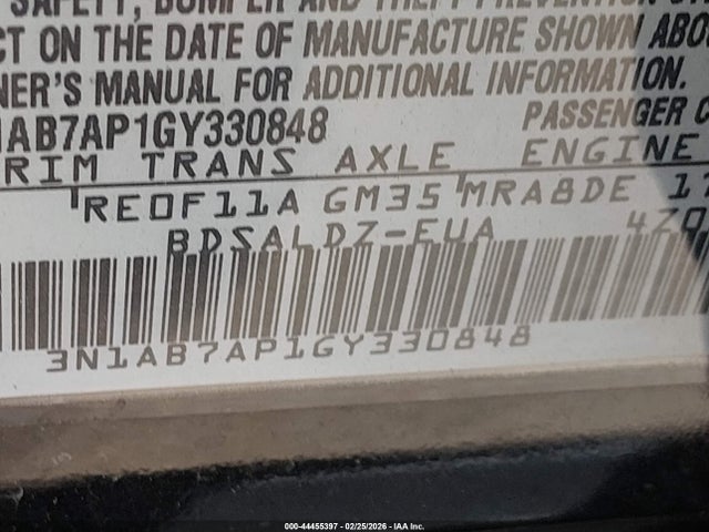 Nissan SENTRA SV 2016 3N1AB7AP1GY330848 Image 9