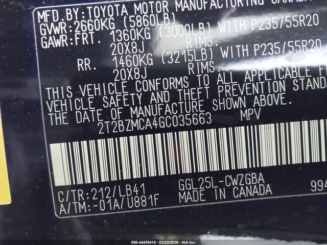 2016 Lexus Rx 350 მანქანა იყიდება აუქციონზე, vin: 2T2BZMCA4GC035663, აუქციონის ნომერი: 44455410