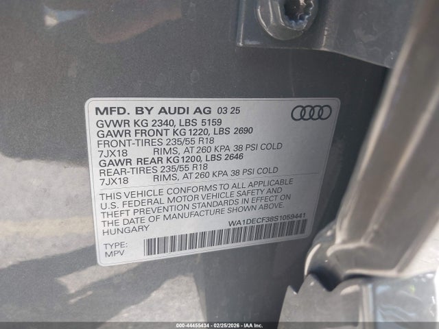 2025 AUDI Q3 WA1DECF38S1059441 Photo 8