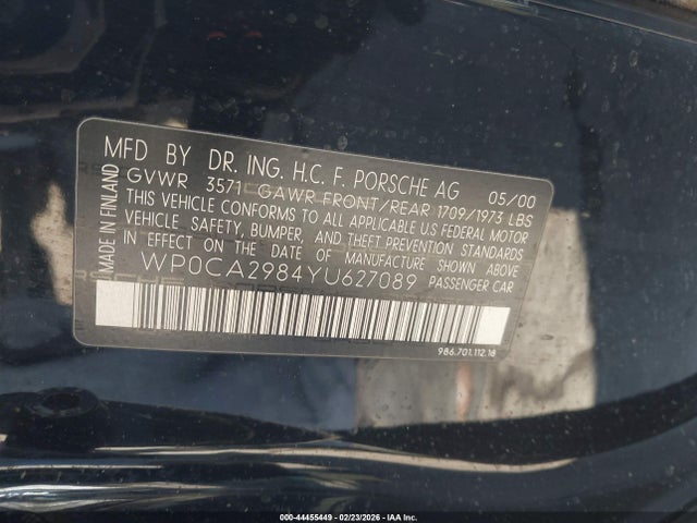 2000 PORSCHE BOXSTER WP0CA2984YU627089 Photo 8