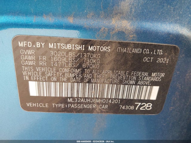 2021 MITSUBISHI MIRAGE ML32AUHJ6MH014201 Photo 8