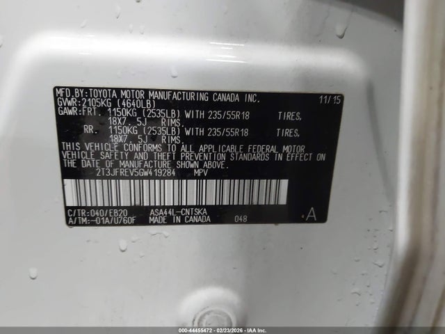 2T3JFREV5GW419284 Toyota RAV4 SE