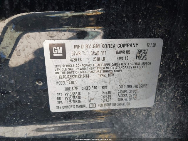 Продажа на аукционе авто 2021 Buick Encore Fwd Preferred, vin: KL4CJASB2MB343413, номер лота: 44455550