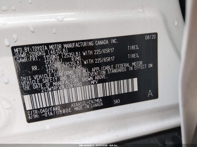 2020 TOYOTA RAV4 2T3W1RFV9LC081080 Photo 8