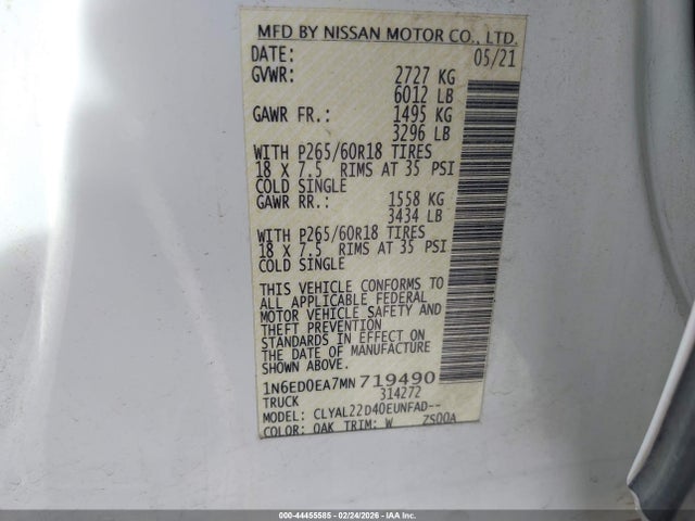 2021 NISSAN FRONTIER 1N6ED0EA7MN719490 Photo 8