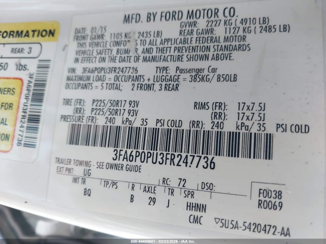 Ford Fusion Energi Se Luxury 2015 3FA6P0PU3FR247736 Image 9