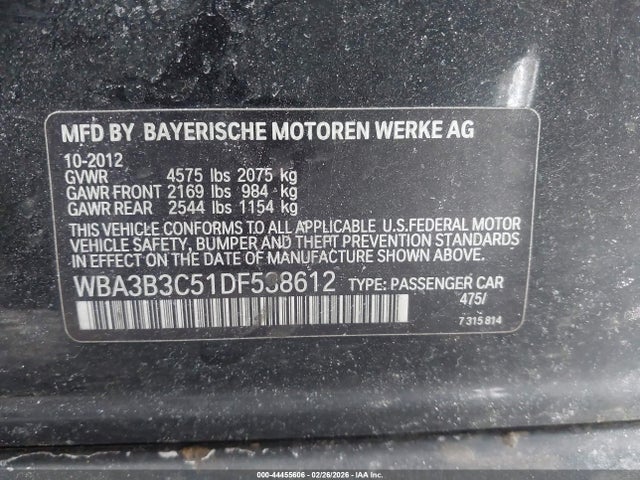 44455606 :رقم المزاد ، WBA3B3C51DF538612 vin ، 2013 Bmw 328i Xdrive مزاد بيع