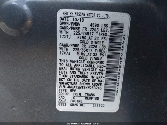 Nissan ROGUE S 2019 JN8AT2MT8KW253745 Image 9