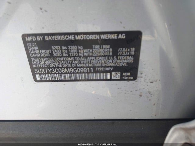 Продажа на аукционе авто 2021 Bmw X3 Sdrive30i, vin: 5UXTY3C08M9G09911, номер лота: 44455680