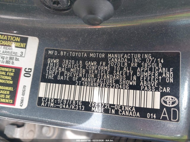 2014 TOYOTA COROLLA 2T1BURHEXEC220406 Photo 8