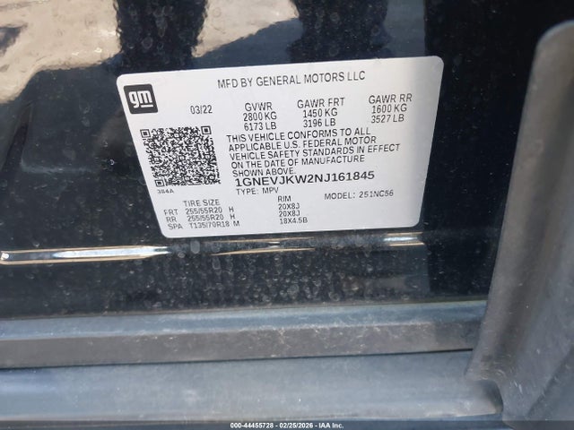 1GNEVJKW2NJ161845 Chevrolet Traverse Awd Rs