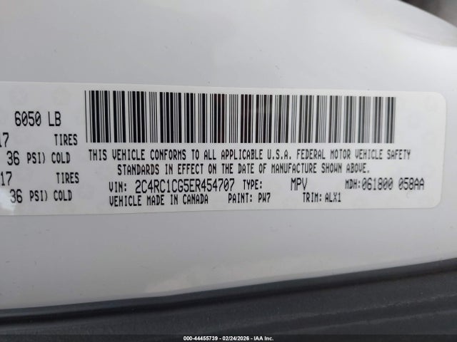 Aukcja sprzedaży 2014 Chrysler Town & Country Touring-l, vin: 2C4RC1CG5ER454707, numer aukcji: 44455739