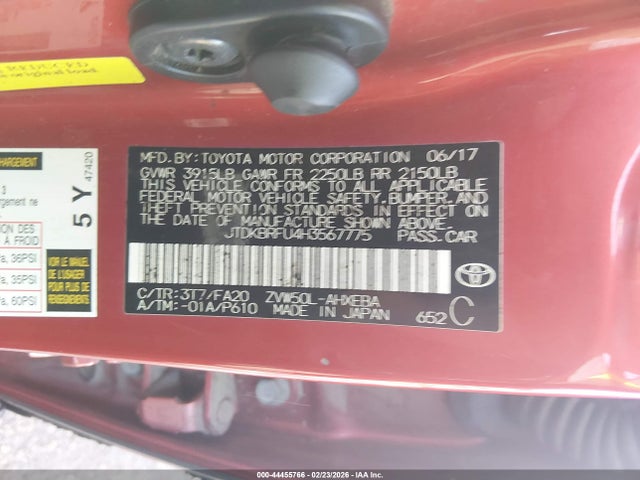 2017 TOYOTA PRIUS JTDKBRFU4H3567775 Photo 8